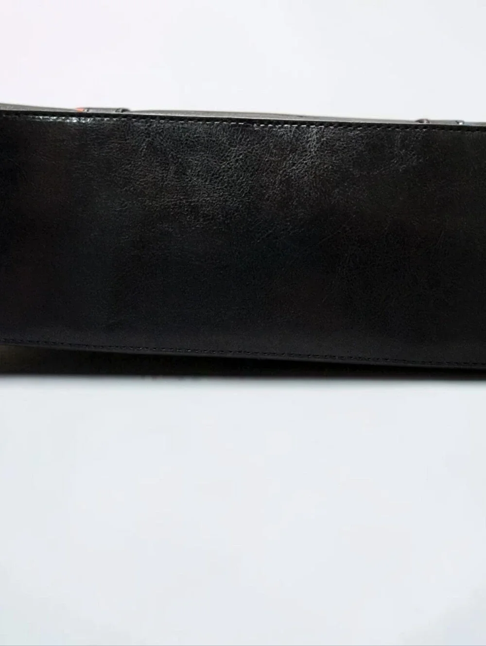 BROMEN Black Vegan Leather Laptop Work Tote Bag